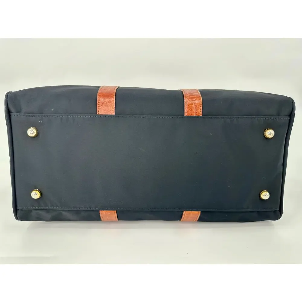 Vintage Valentino Garavani Sport Duffel Bag Black Nylon Croc Trim + COA
